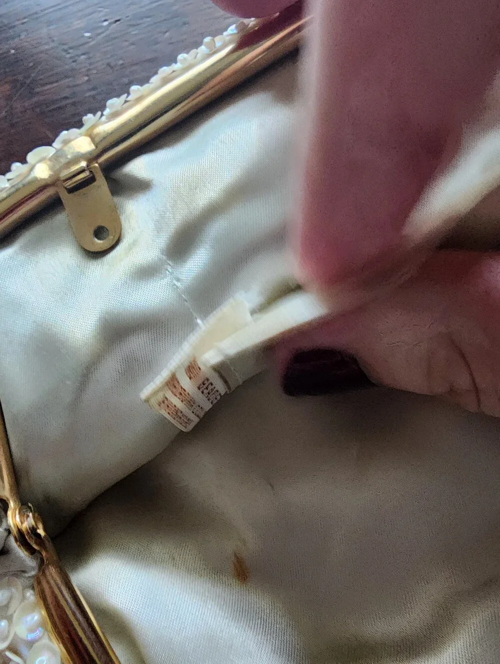 Vintage Evening Clutch Purse White Hand Beaded Hong Kong Wedding Prom DAMAGED
